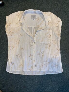 Rails White Shirt with Gold Star Embroidery